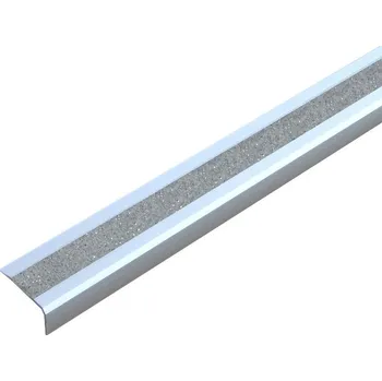 Stavební profil Protiskluzový nášlapný profil na schod aluminium m2, GlitterGrip, stříbrný, š 610 mm