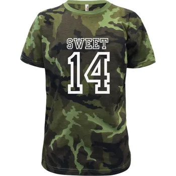 Sweet 14 - Dětské maskáčové triko - 146 cm/10 let ( Zelený maskáč )