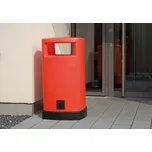 Odpadková nádoba z PE, s pozinkovanou vnitřní nádobou, obj. 120 litrů, červená s černým podstavcem