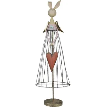 Bytová dekorace Veliká kovová dekorace králík se srdíčkem - 41*22*103 cm
