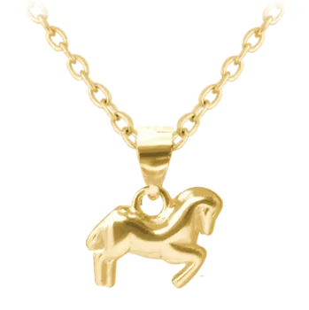 Náhrdelník Dětský stříbrný náhrdelník koník - pozlacený (14K)