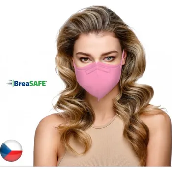 respirátor 5x Český NanoRespirátor BreaSAFE® FFP2 - Znovupoužitelný - růžový L