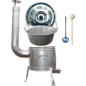 Kempingové nádobí Nerezový kotlík 30 L (1,5 mm) + nerezová kotlina 42 cm TOPLUX + vařečka a naběračka