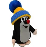 Krtek s kulichem modro-žlutým stojící 28cm v sáčku