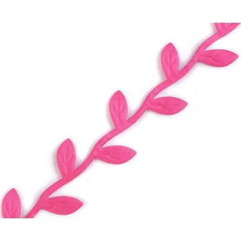 Stuha Saténový prýmek listy - šíře 25mm Saténový prýmek listy: 10 Zářivě růžová