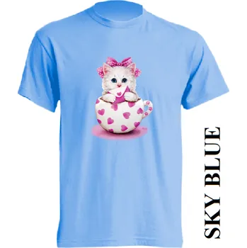 Dívčí tričko detske-levne-bavlnene-tricko-potisk-kocka-hrnecek Barva: Sky blue - nebesky modrá, velikost: 104