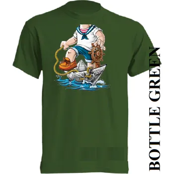 Chlapecké tričko detske-levne-bavlnene-tricko-potisk-namornik Barva: Bottle green - lahvově zelená, velikost: 140