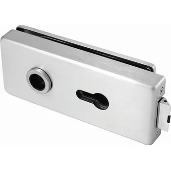 Kování na sklo DL38 (hranaté) + klika - kování na skleněné dveře INX - Nerez ocel Zámek s otvorem pro cylindrickou vložku + klika