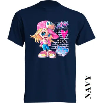 Dívčí tričko levne-detske-tricko-potisk-miluji-barbie-graffiti Barva: Navy - tmavě modrá, velikost: 152