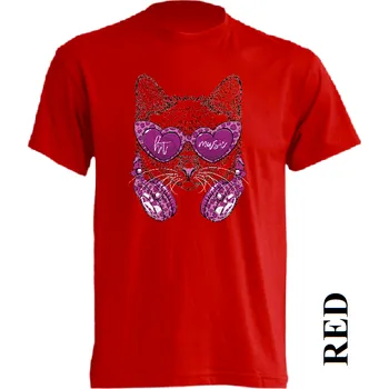 Dívčí tričko detske-levne-bavlnene-tricko-potisk-kocka-sluchatka Barva: Red - červená, velikost: 98