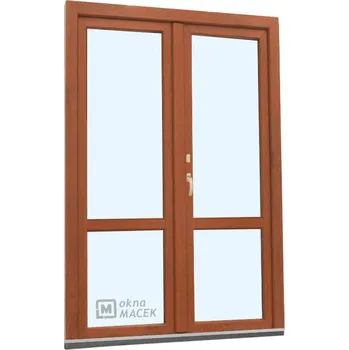 Vchodové dveře Plastové balkonové dveře - KNIPPING 70 AD, 1200x2100 mm, O+OS klapačka, s příčkou, zlatý dub Otevírání: pravé, Barva, imitace: zlatý dub/bílá (jednostranně), Provedení: oboustranná klika + FAB + hliníkový práh + příslušenství a montážní materiál zdarma