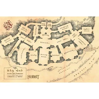 Plakát Plakát, Obraz - Hobbit - Bag end map