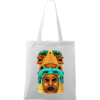 Mayové maska s pyramidou - Taška bavlněná - 42 x 38 cm ( Bílá )