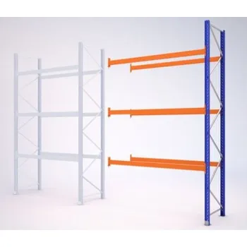 Dílenský regál Paletový regál, přístavbový, 399,6 x 270 x 110 cm, 6 000 kg, zem + 3 patra, modrý