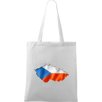 Česká vlajka v obrysu republiky - Taška bavlněná - 42 x 38 cm ( Bílá )