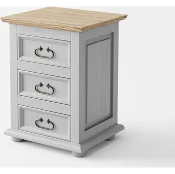 Šatní skříň Noční stolek Hacienda Grey 3S z masivu Barevné provedení: šedá - světle hnědá medová vosk