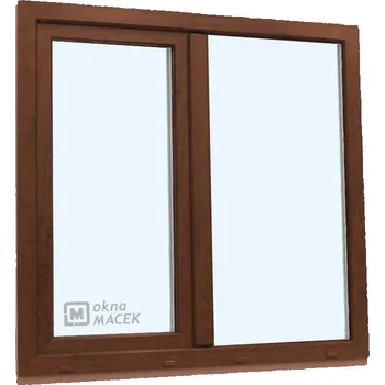 Okno Plastové okno - KNIPPING 70 AD, 1200x1200 mm, FIX/OS, ořech Barva, imitace: ořech/bílá (jednostranně) + příslušenství a montážní materiál zdarma