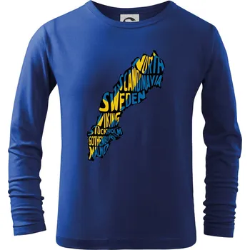Chlapecké tričko Mapy - názvy měst - Švédsko - Triko dětské Long Sleeve - 122 cm/6 let ( Královská modrá )