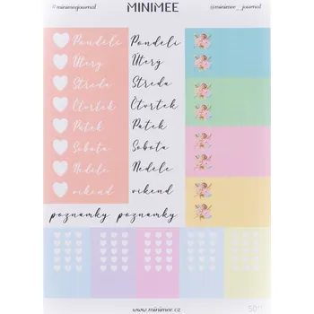 Dětské zboží MINIMEE Papírové samolepky v aršíku A5 Barevná lepítka + dny v týdnu