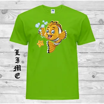 detske-levne-bavlnene-tricko-potisk-zlata-rybka Barva: Lime - limetková, velikost: 116