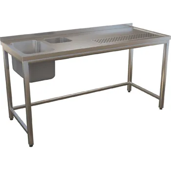 Nerezový dřez Výčepní stůl s dřezem, umývátkem a odkapem KSVKV - hloubka 700mm Délka x hloubka: 1100x700mm