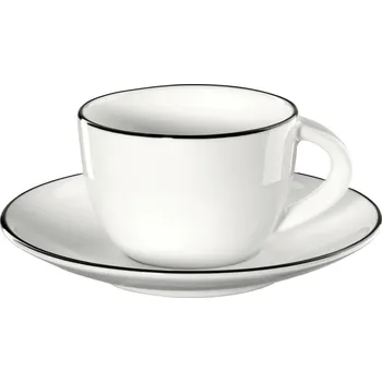 Hrníček s proužkem na espresso s podšálkem 0,07 l A TABLE LIGNE NOIR ASA Selection - bílý bílá