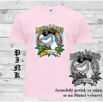 Chlapecké tričko detske-tricko_uv_potisk_pirat_zralok Barva: Pink - růžová, velikost: 152