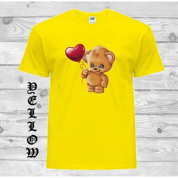 detske-levne-bavlnene-tricko-potisk-medvidek-balonek Barva: Yellow - žlutá, velikost: 116