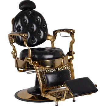 Kadeřnické křeslo GABBIANO BARBER KŘESLO TITO ZLATO ČERNÉ
