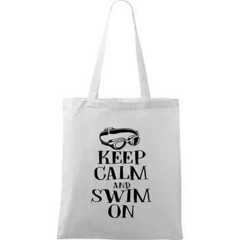 Keep calm and swim on - Taška bavlněná - 42 x 38 cm ( Bílá )