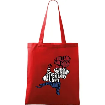 Nákupní taška Mapy - názvy měst - Nizozemí - Taška bavlněná - 42 x 38 cm ( Červená )
