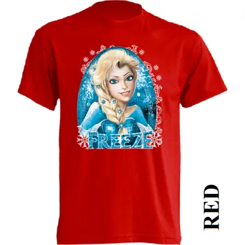 Dívčí tričko detske-levne-bavlnene-tricko-potisk-ledove-kralovstvi Barva: Red - červená, velikost: 152