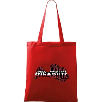 Nákupní taška Mapy - názvy měst - Lotyšsko - Taška bavlněná - 42 x 38 cm ( Červená )