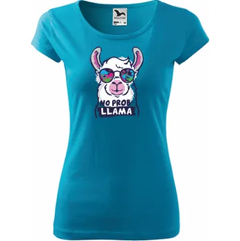 ON-DESIGN Dámské tričko NO PROB-LLAMA Velikost: M, Barva: tyrkysová