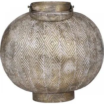 Svícen Champagne antik kovová kulatá lucerna Stion - Ø24 *25 cm