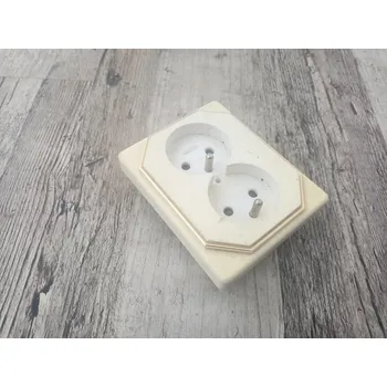 Elektrická zásuvka Retro vypínač zásuvka Univex 10/250 - zlatý okraj Varianta: Dvoj zásuvka