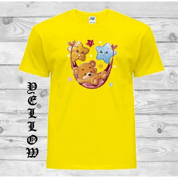 detske-levne-bavlnene-tricko-potisk-medvidek-hvězdy Barva: Yellow - žlutá, velikost: 116