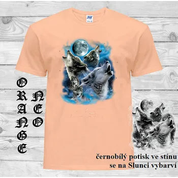 Pánské tričko panske-bavlnene-tricko-uv-potisk-vlci_krajina Barva: Orange neo - matně oranžová, velikost: L