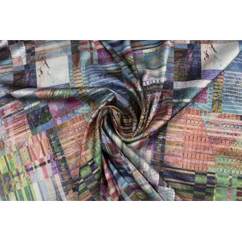 Umělé hedvábí / Silky lososová pastelová geometrie