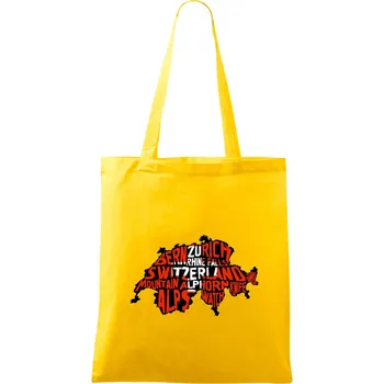 Mapy - názvy měst - Švýcarsko - Taška bavlněná - 42 x 38 cm ( Žlutá )