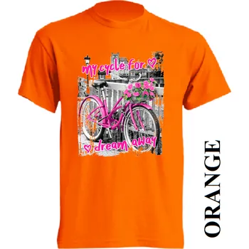 Dívčí tričko detske-levne-bavlnene-tricko-potisk-kolo Barva: Orange - oranžová, velikost: 128