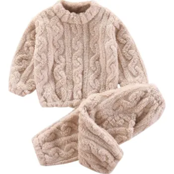 2 dílná zimní dětská plyšová souprava Věk: 24M, Barva: Béžová