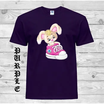 Dívčí tričko detske-levne-bavlnene-tricko-potisk-kralik-bota Barva: Purple - purpurová, velikost: 116