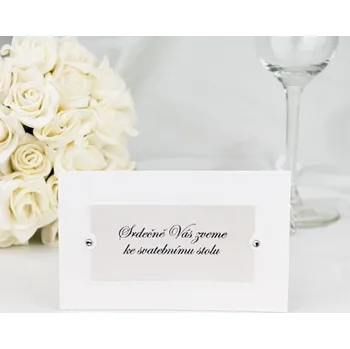 Svatební dekorace Goldpress POZVÁNKA svatební bílá s kamínky 8 ks