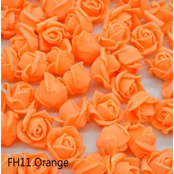 umělá květina 100 ks pěnových mini (2 cm) květů růží Barva: Oranžová