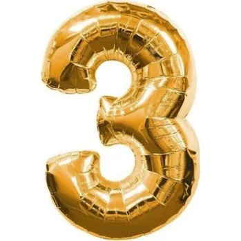 Balónek Balon fóliový zlatý číslo 3 - 106 cm