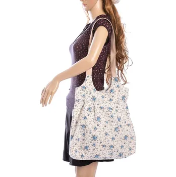 Lavandia Plátěná levandulová taška s volány 42 x 40 cm Modrá růže