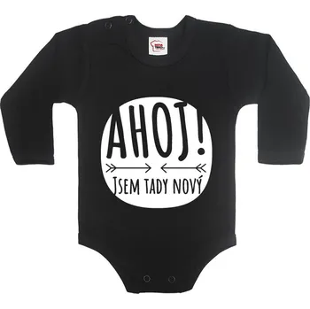 Kojenecký body Dětské bodyčko Ahoj! Jsem tady nový, Barva Černá, Velikost 68 / 4-6m, Canvas Dětské body Bezvatriko.cz 0490