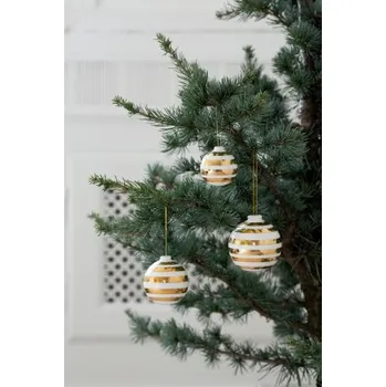 Vánoční ozdoba Keramické vánoční baňky Omaggio Gold - 3 ks