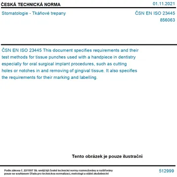 ČSN EN ISO 23445 - Stomatologie - Tkáňové trepany - Tisk